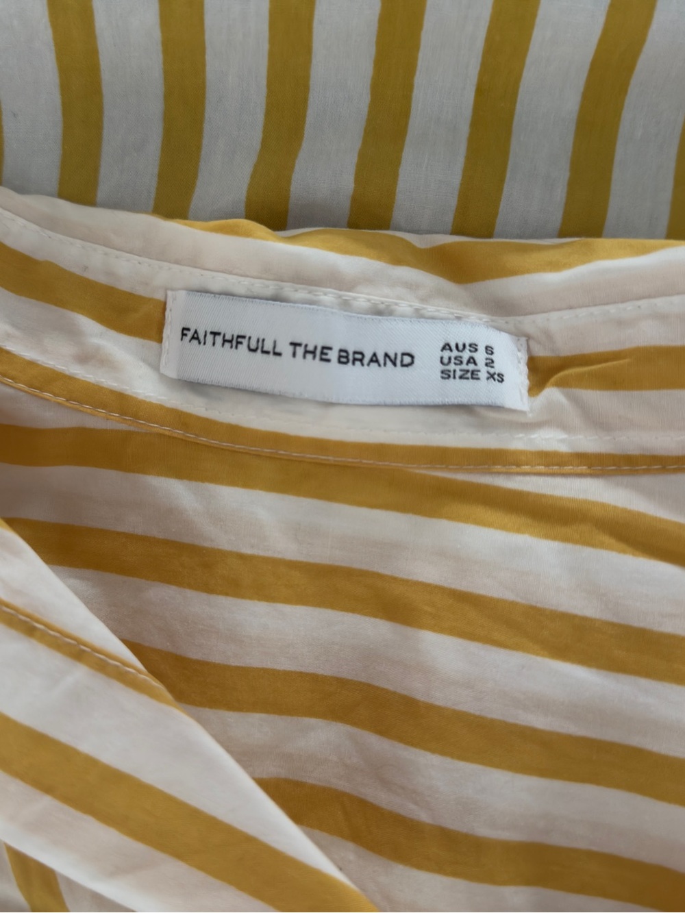Faithfull the Brand Yellow and White Striped Button-Down Blouse - Picture 3 of 5